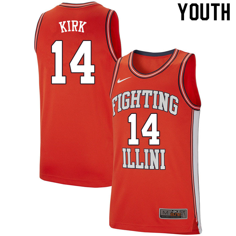 Youth #14 Walt Kirk Illinois Fighting Illini College Basketball Jerseys Sale-Retro